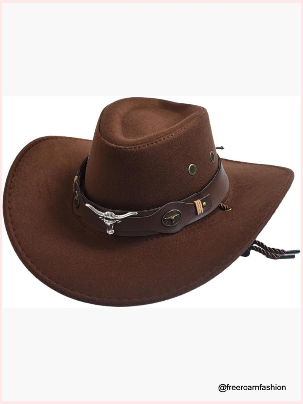 Wide Brim Cowboy Hat with Adjustable Belt Western Style
